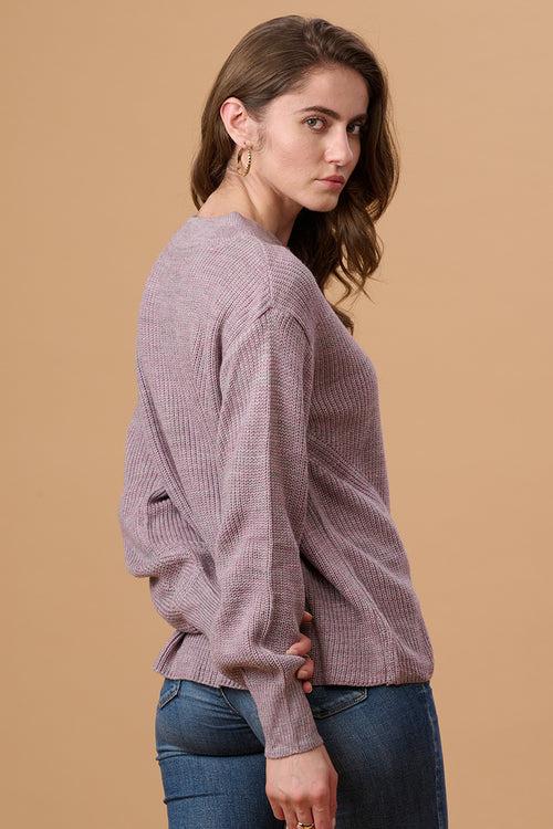 Melange Lilac Regular Fit Sweater for Gipsy Women – Stylish & Cozy Winter Collection