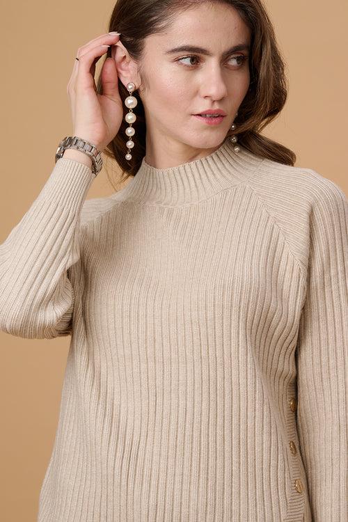 Beige Regular Fit Sweater for Gipsy Women – Stylish & Cozy Winter Collection