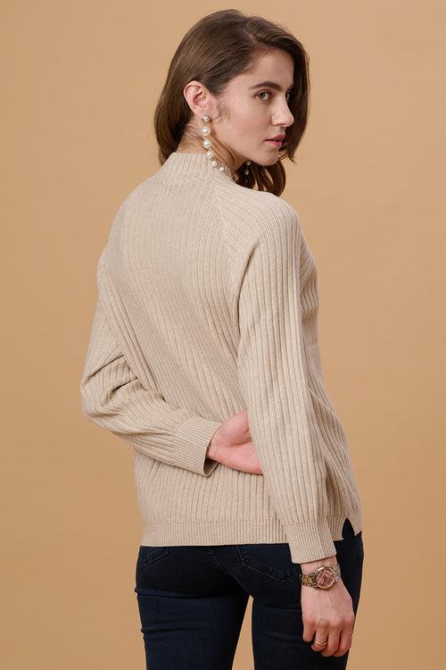 Beige Regular Fit Sweater for Gipsy Women – Stylish & Cozy Winter Collection