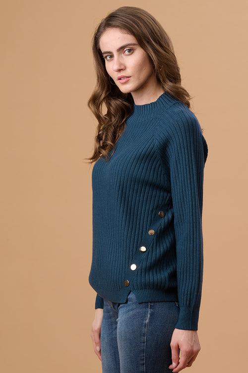 Navy Regular Fit Sweater for Gipsy Women – Stylish & Cozy Winter Collection