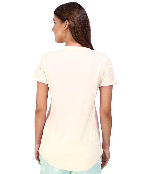 Cream Solid Womens T-Shirt