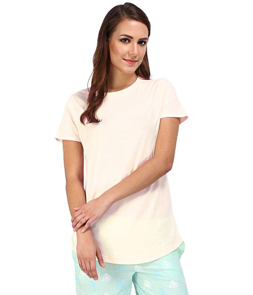 Cream Solid Womens T-Shirt