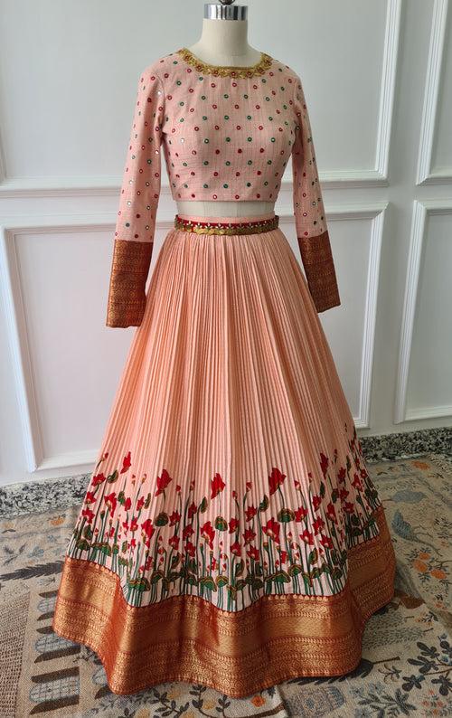 Peach Crop Top & Skirt