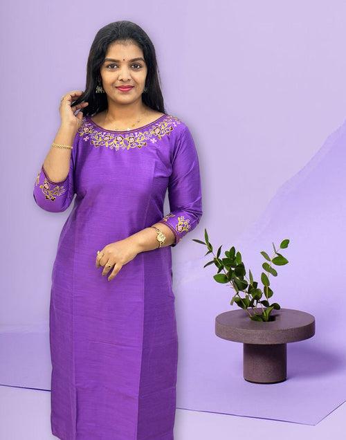 020424B (E3202) DESIGNER EMBROIDERY KURTI - Lavender