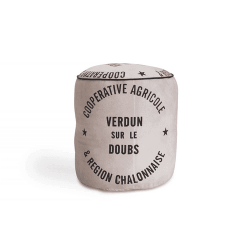 Verdun Canvas Leather Pouffe