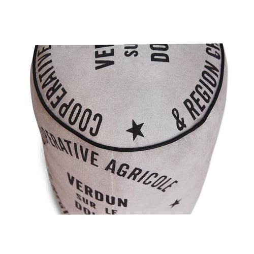 Verdun Canvas Leather Pouffe