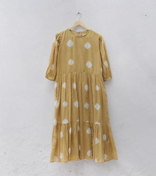 mustard polka dress