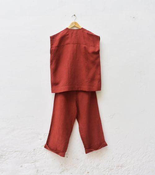 Rust cotton linen co ord set