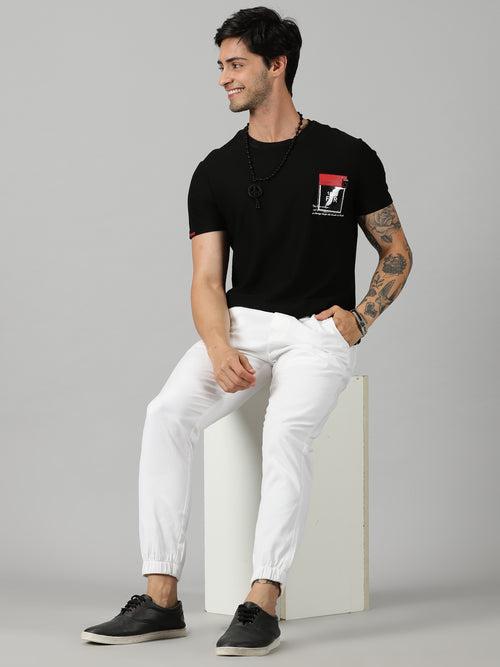 White Cotton Stylish Jogger For's Men