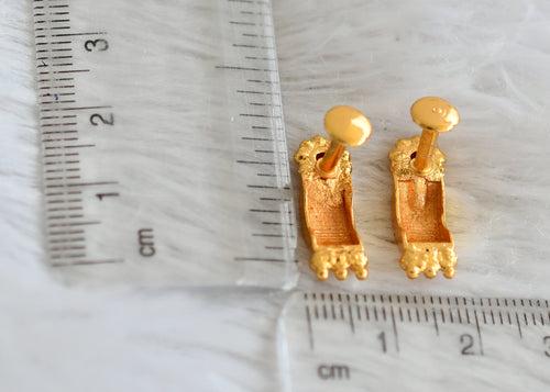 Gold look alike pink stone scrwe back earrings/stud dj-49215