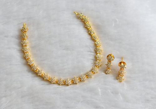 Gold tone cz white nakshatra necklace set dj-46616