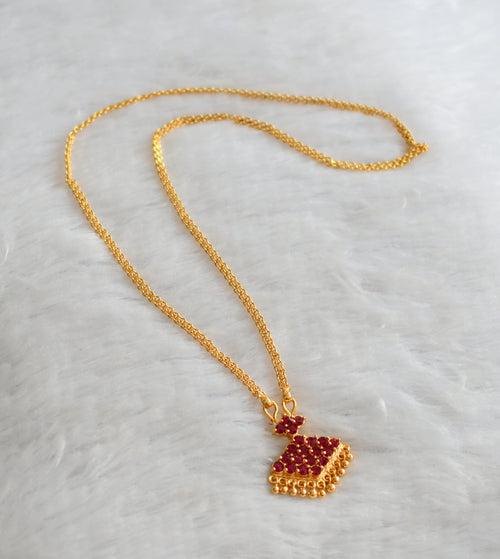 Gold tone 18 inches chain with pink stone small pathakkam pendant dj-46619