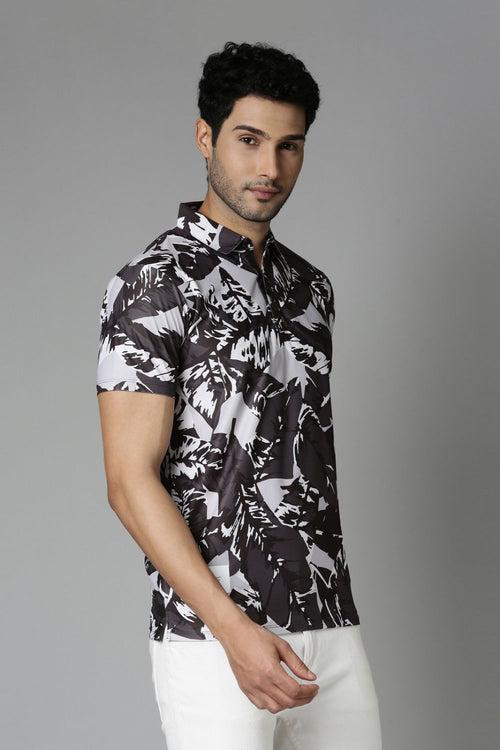 Black Fizz Printed Polo T-Shirt