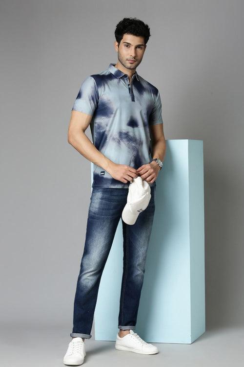 Sea-Foam Printed Polo T-Shirt