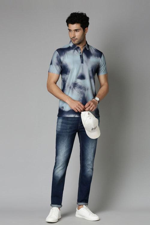 Sea-Foam Printed Polo T-Shirt