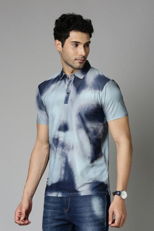 Sea-Foam Printed Polo T-Shirt