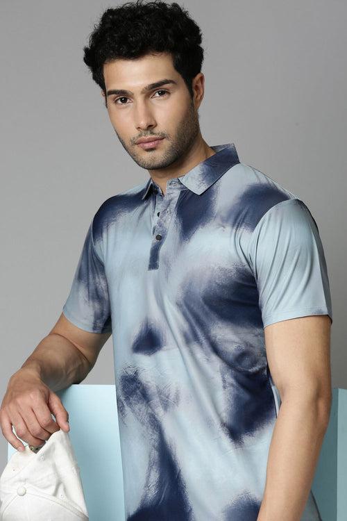 Sea-Foam Printed Polo T-Shirt