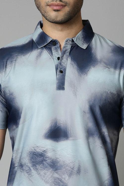 Sea-Foam Printed Polo T-Shirt