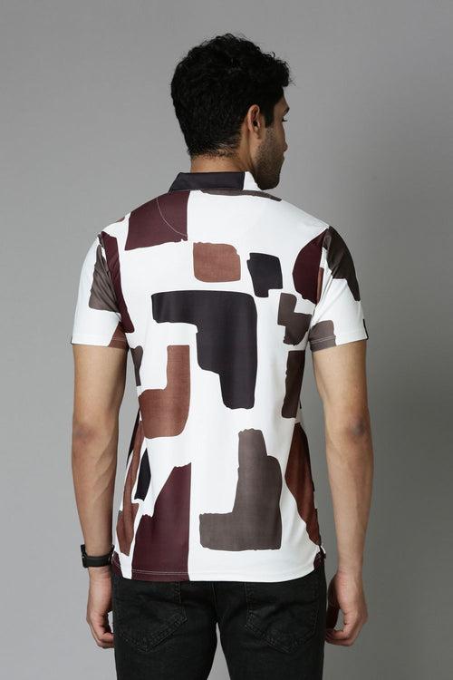 Hot Brown Printed Polo T-Shirt