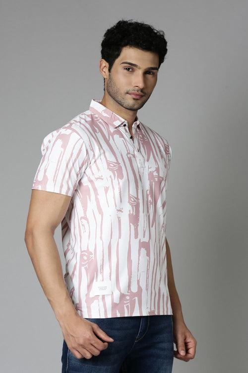 Coral Printed Polo T-Shirt