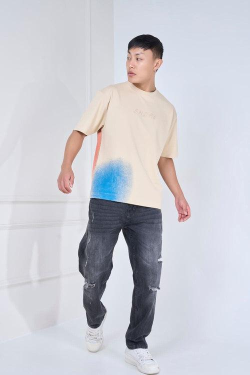 Beige Graphic Rizz Oversized T-Shirt