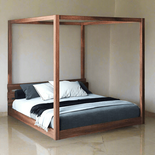 Floor 4 poster bed - solid teak wood