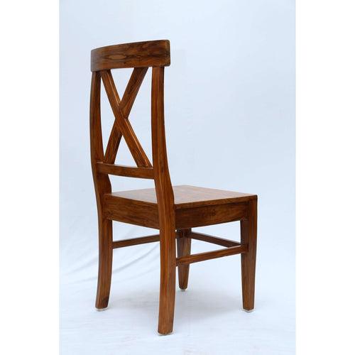 Teak wood dining chair with a X shaped backrest tch-2201