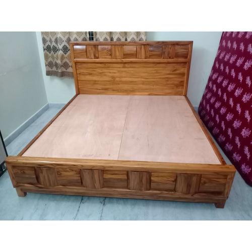 Teak Wood Block Bed Walnut - King Size