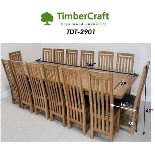 Large Dining Table Set in Natural Teak  Wood Finish TDT-2901