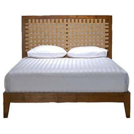 Niwar Teak Wood Bed With Cotton Webbing On Head Panel