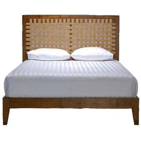 Niwar Teak Wood Bed With Cotton Webbing On Head Panel