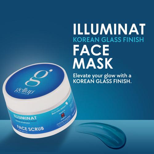 Illuminat Korean Glass Finish Skincare Combo: Toner, Serum, Face Scrub & Mask with Blue Water Extract