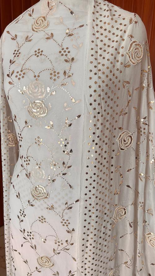 Ruhani Ivory Badla and Pearl Embroidered Kurta & Dupatta Set