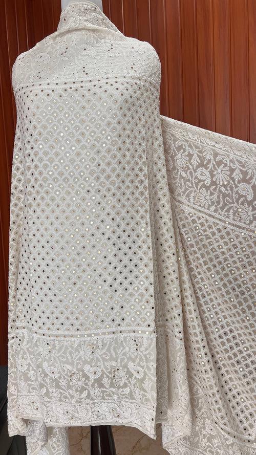 Ruhani Chikankari and mukaish dupatta