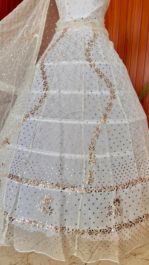 Ruhani Pure Organza Lehenga with Badla and Mukaish work