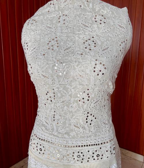 Ivory Ruhani Chikankari and Mukaish Lehenga