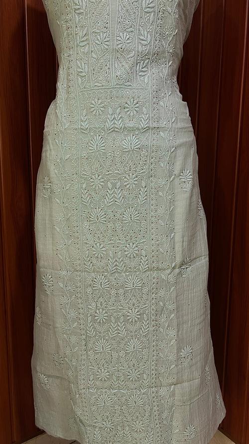 Pastel green Mulmul fine Chikankari kurta & dupatta set