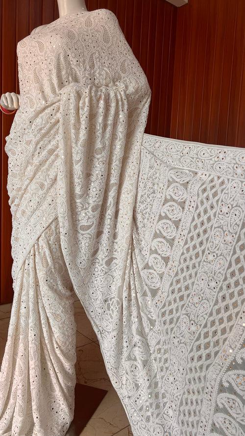 Ruhani Allover Chikankari and Mukaish Saree