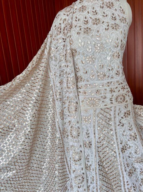 Ivory Ruhani Chikankari and Gota Patti Pure Georgette Lehenga Set