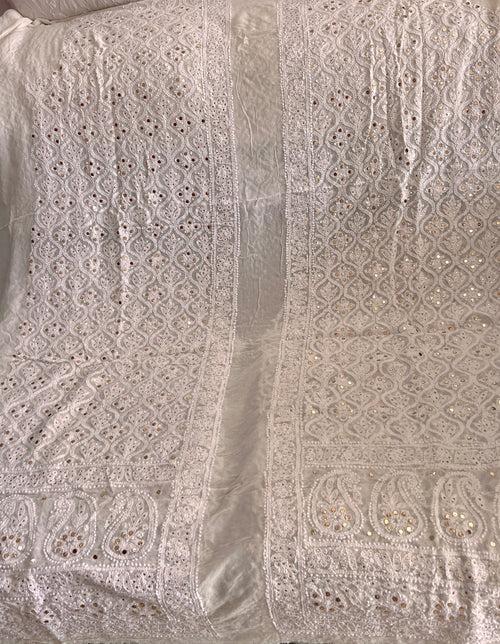 Ruhani pure georgette allover Chikankari and mukaish men's wedding sherwani Fabric