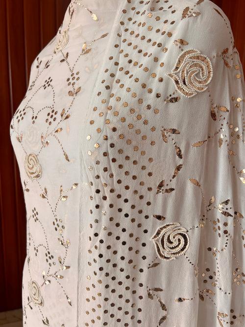 Ruhani Ivory Badla and Pearl Embroidered Kurta & Dupatta Set