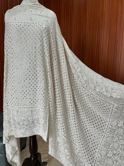 Ruhani Chikankari and mukaish dupatta