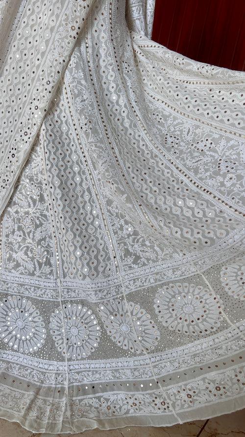 Ivory Ruhani Chikankari and Mukaish Lehenga