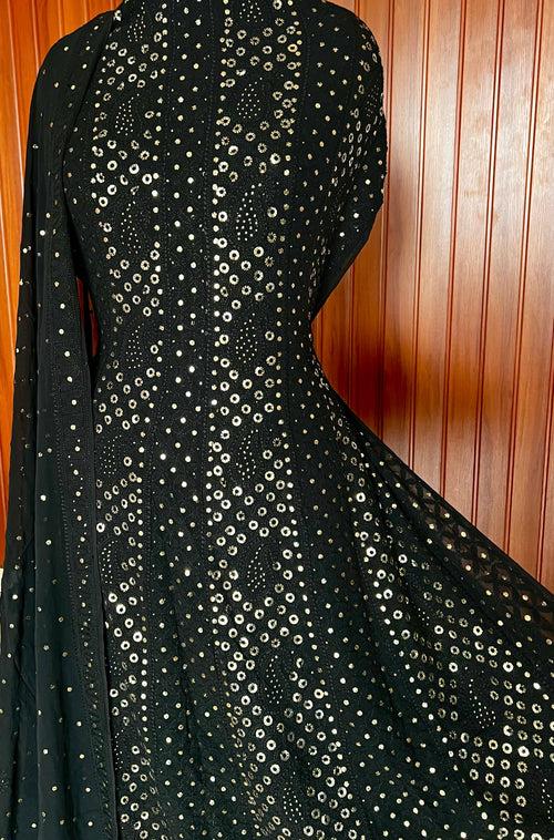 Ruhani Black Allover Chikankari and Heavy Ring Mukaish Anarkali with Dupatta