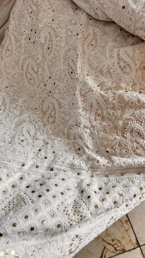 Ruhani Allover Chikankari and intricate Mukaish Saree