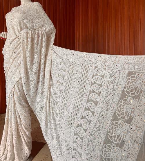 Ruhani Allover Chikankari and Mukaish Saree