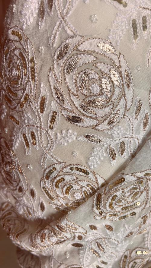 Ruhani Chikankari Saree with Gota Patti Sequins Pearl and Aari Embroidery