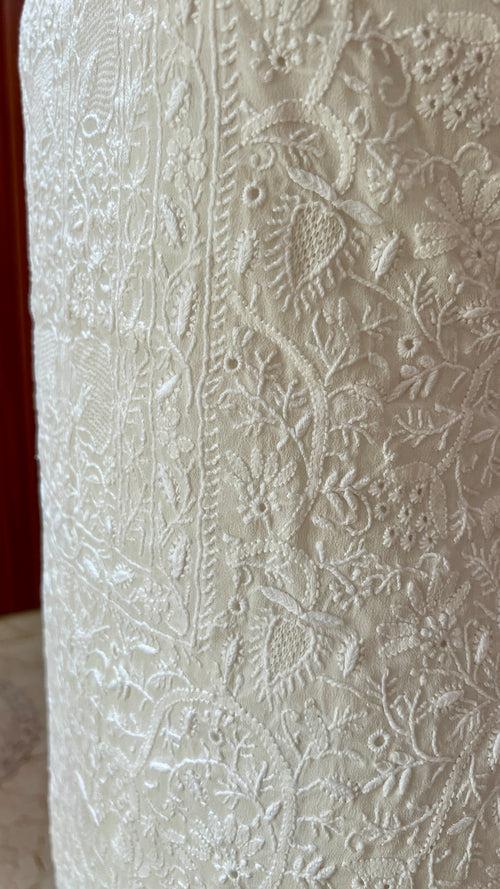 Ruhani off white 3 taar Chikankari and jaali work kurta and dupatta