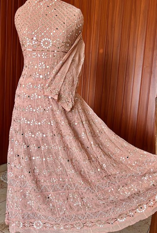 Ruhani Old Rose Chikankari gota mirror sequins pearl anarkali