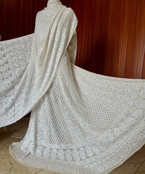 Ruhani Off White Allover Chikankari and Mukaish Lehenga Set